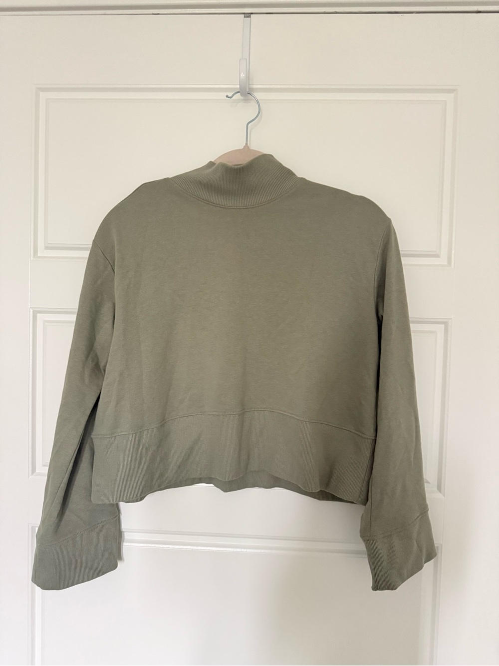 Sonoma Olive Green Ribbed Mock Neck Cropped Sweatshirt